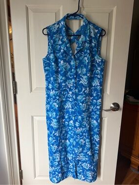 Sag Harbor Blue Floral Print Sleeveless Maxi Dress - 12P